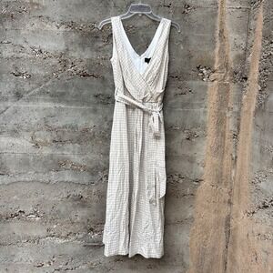 NwT Donna Karan NY Gingham Linen Wrap Dress Cottage Country Spring SummerMaxi 10
